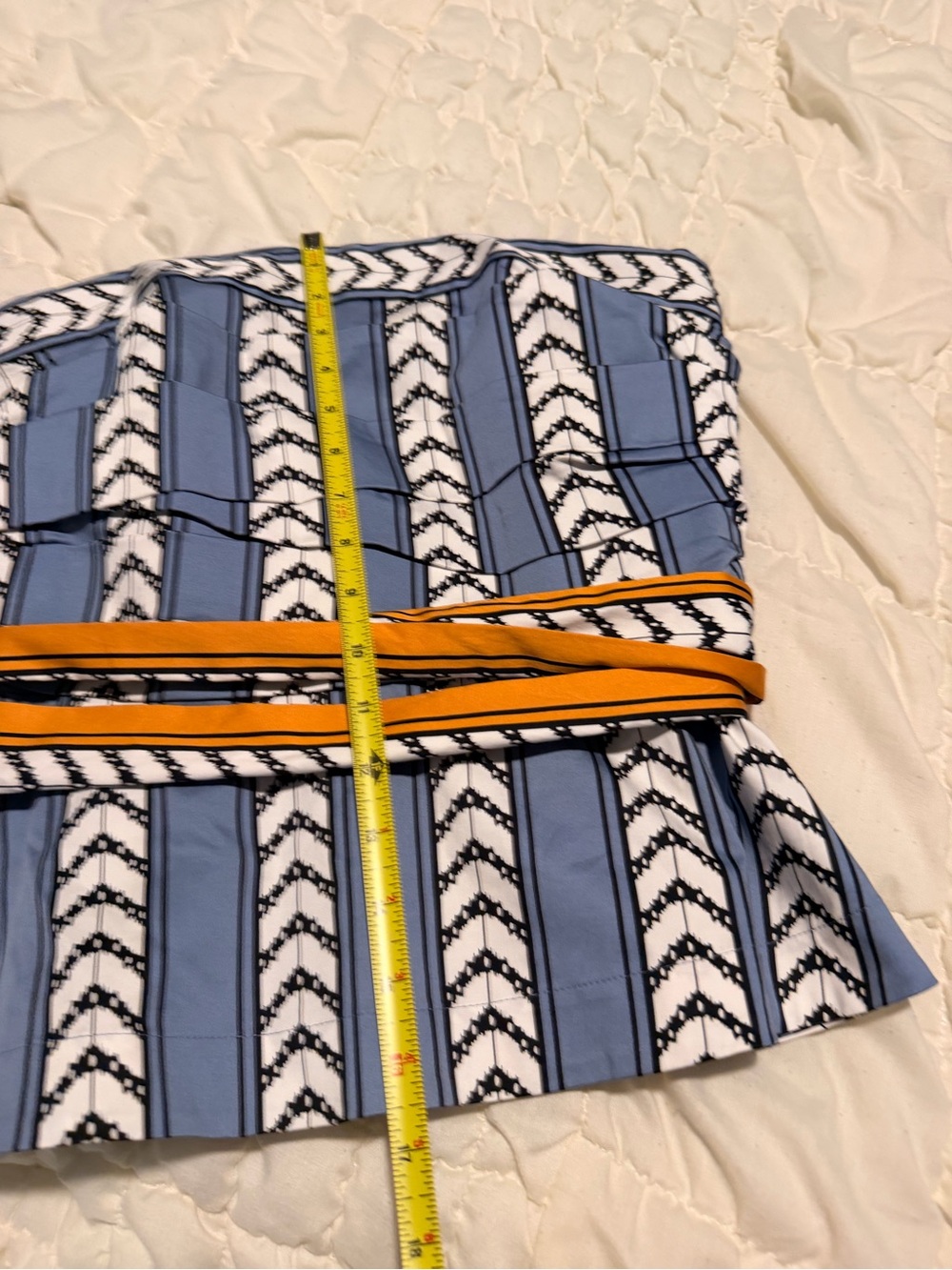 Women's Blue Striped High-Waist Corset with Contrast Belt - Picture 9 of 13